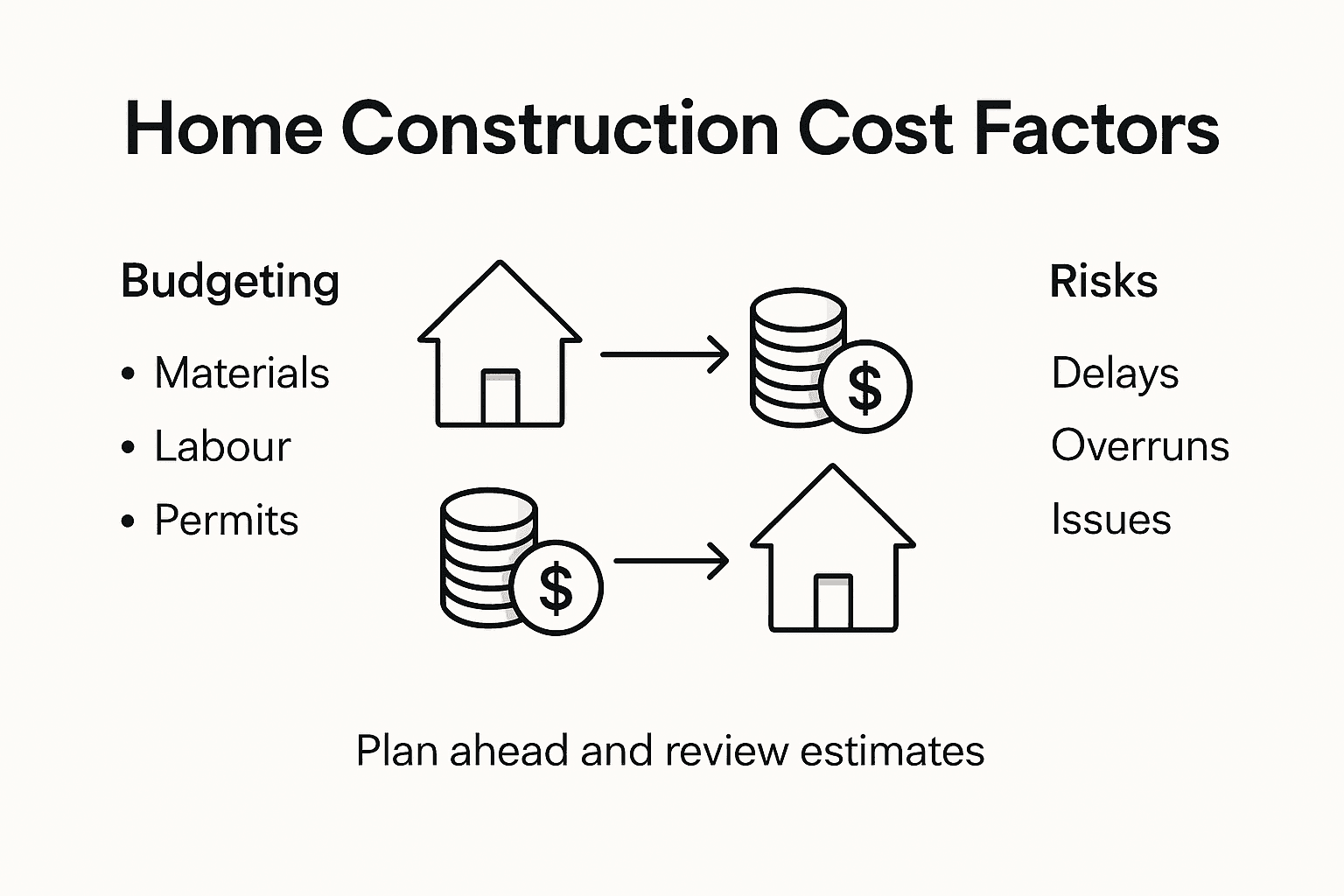 Infographic showing main home build cost factors