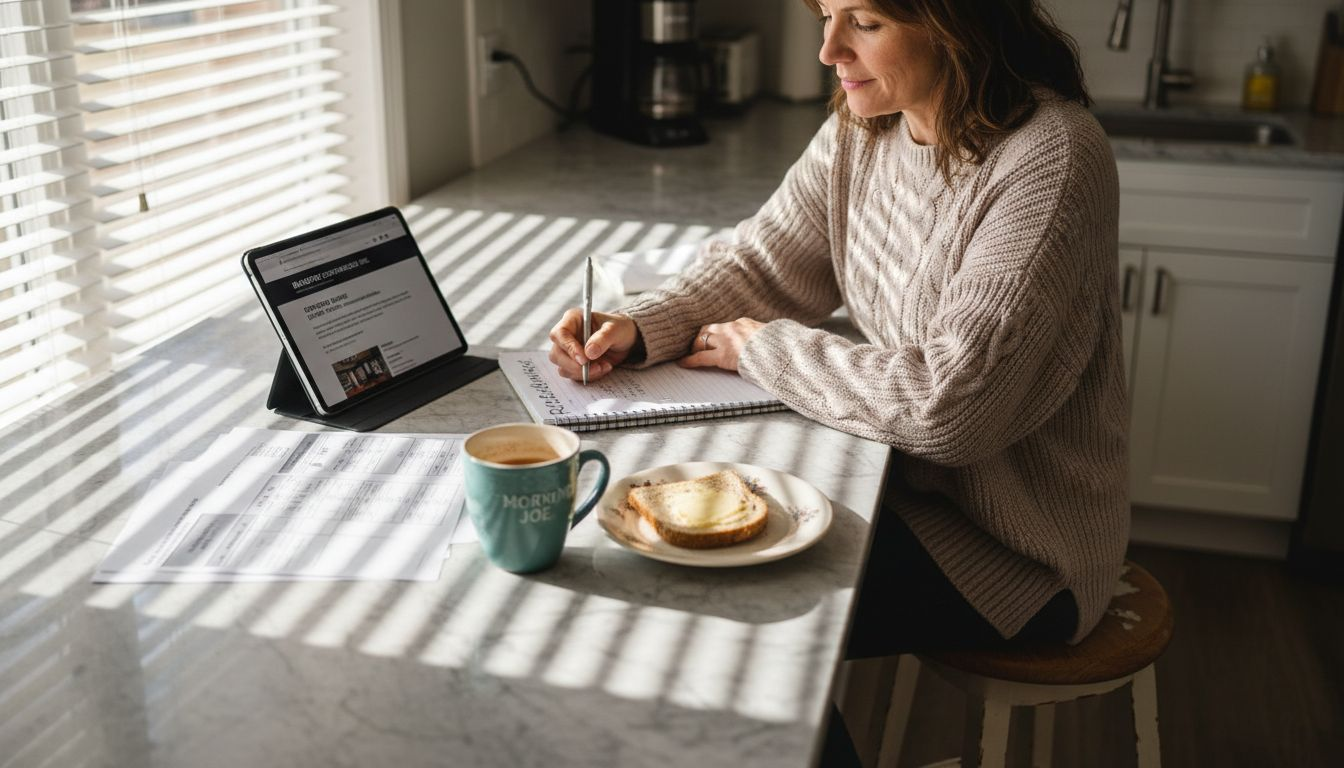 Homeowner researching renovation costs online