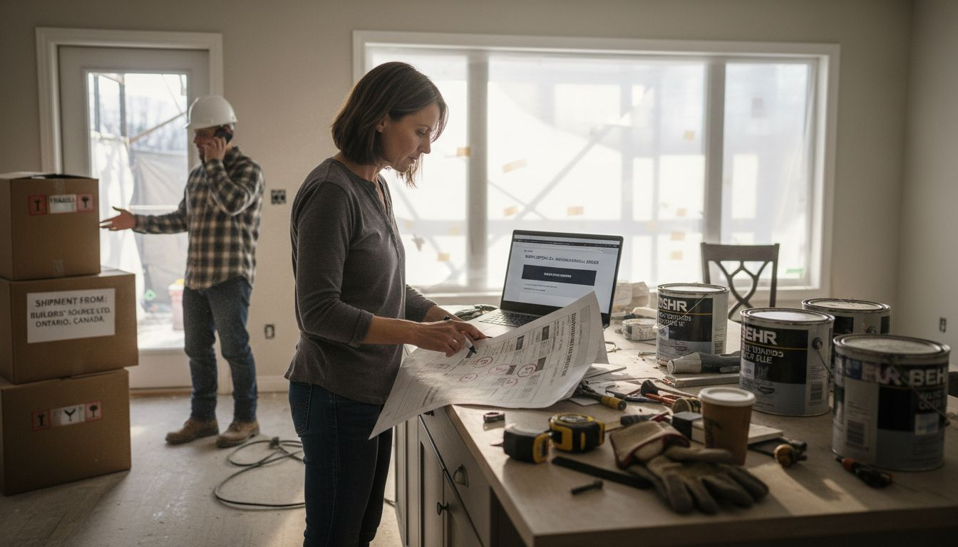 Project manager reviews renovation material orders