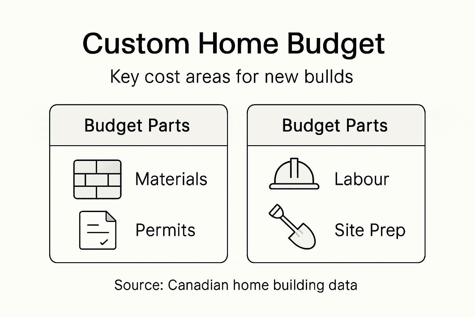 Infographic showing custom home budget parts