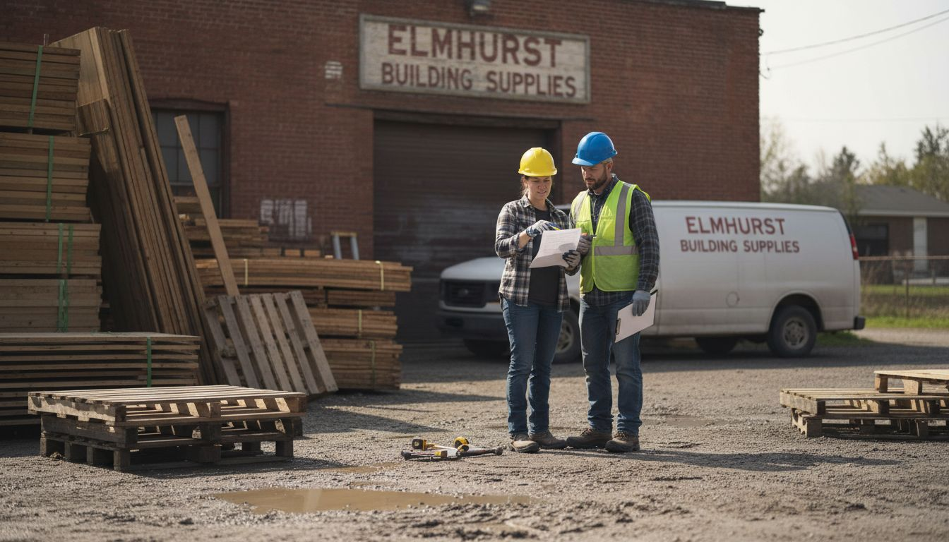 Builders meeting with local supplier outdoors