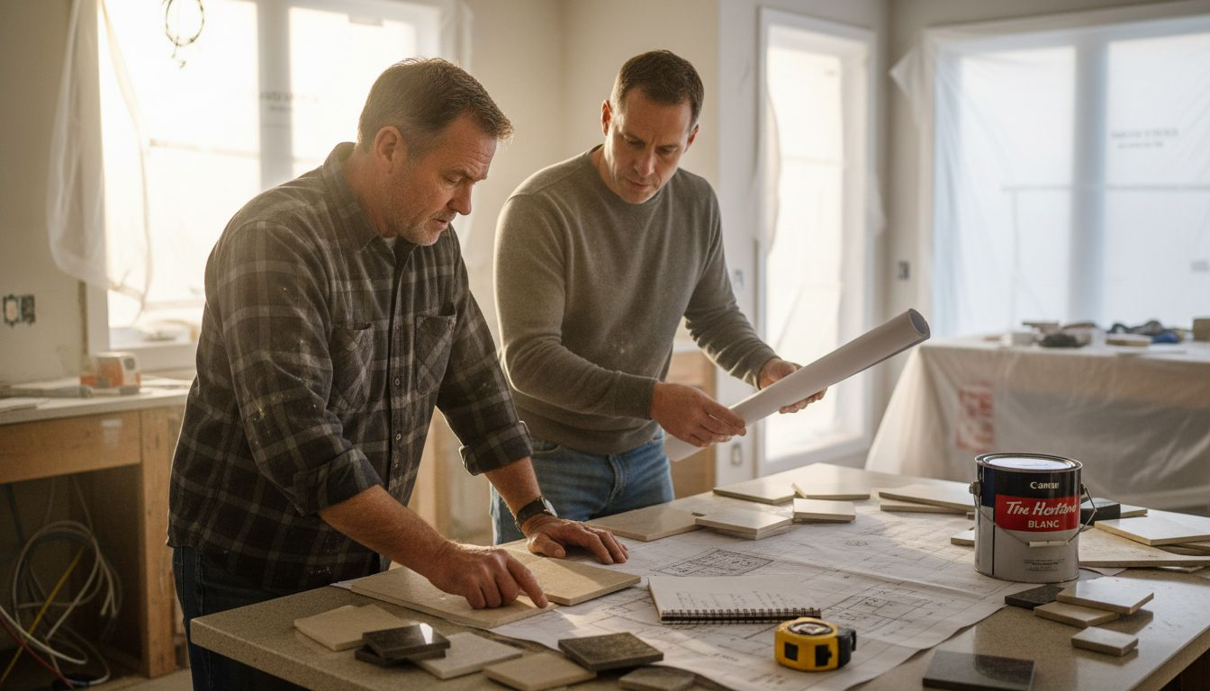 Reviewing material samples in new home