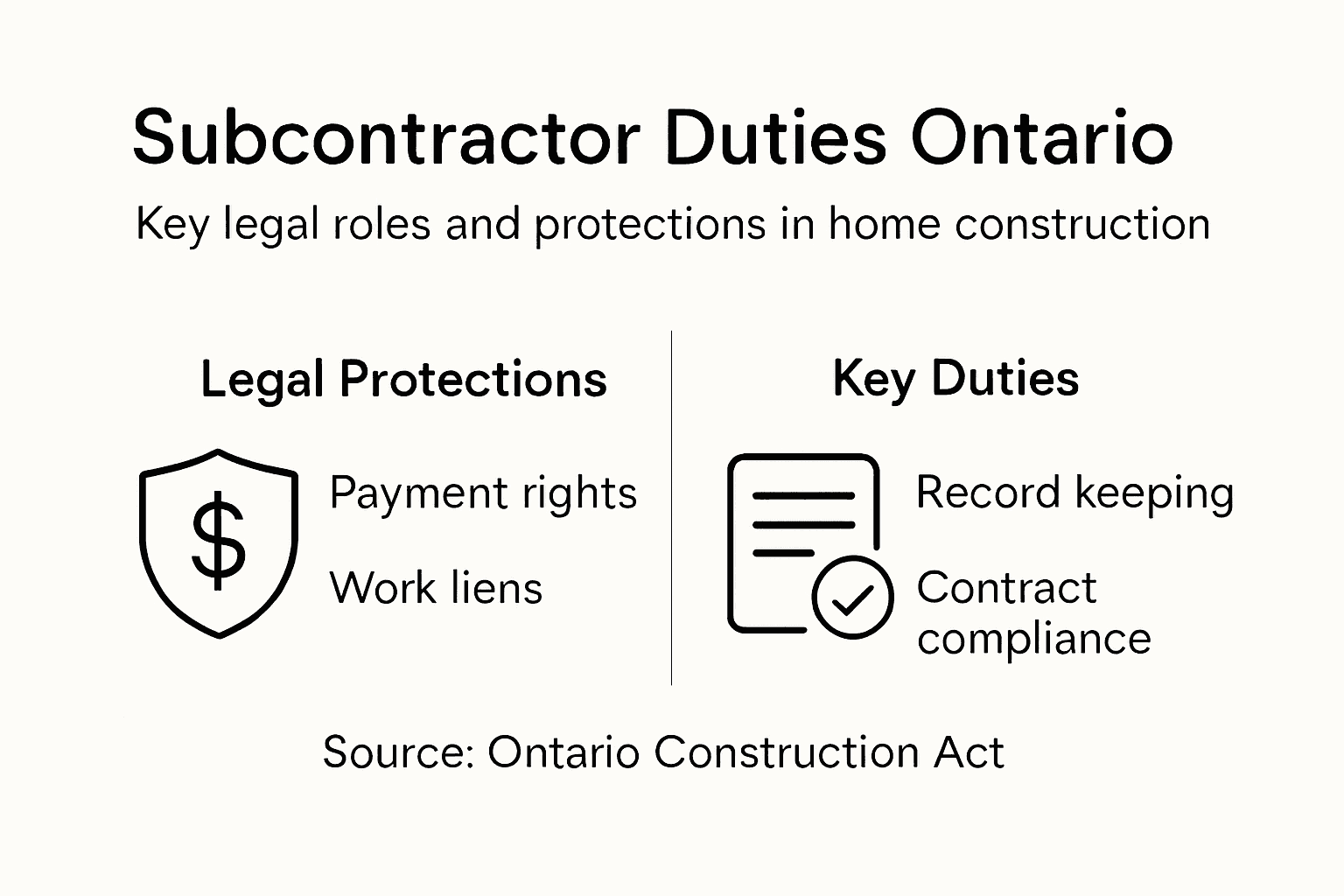 Infographic on Ontario subcontractor legal responsibilities