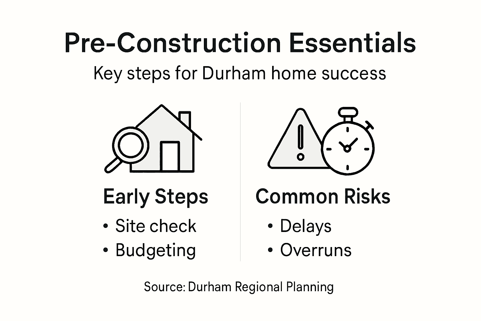 Infographic with pre-construction steps and risks