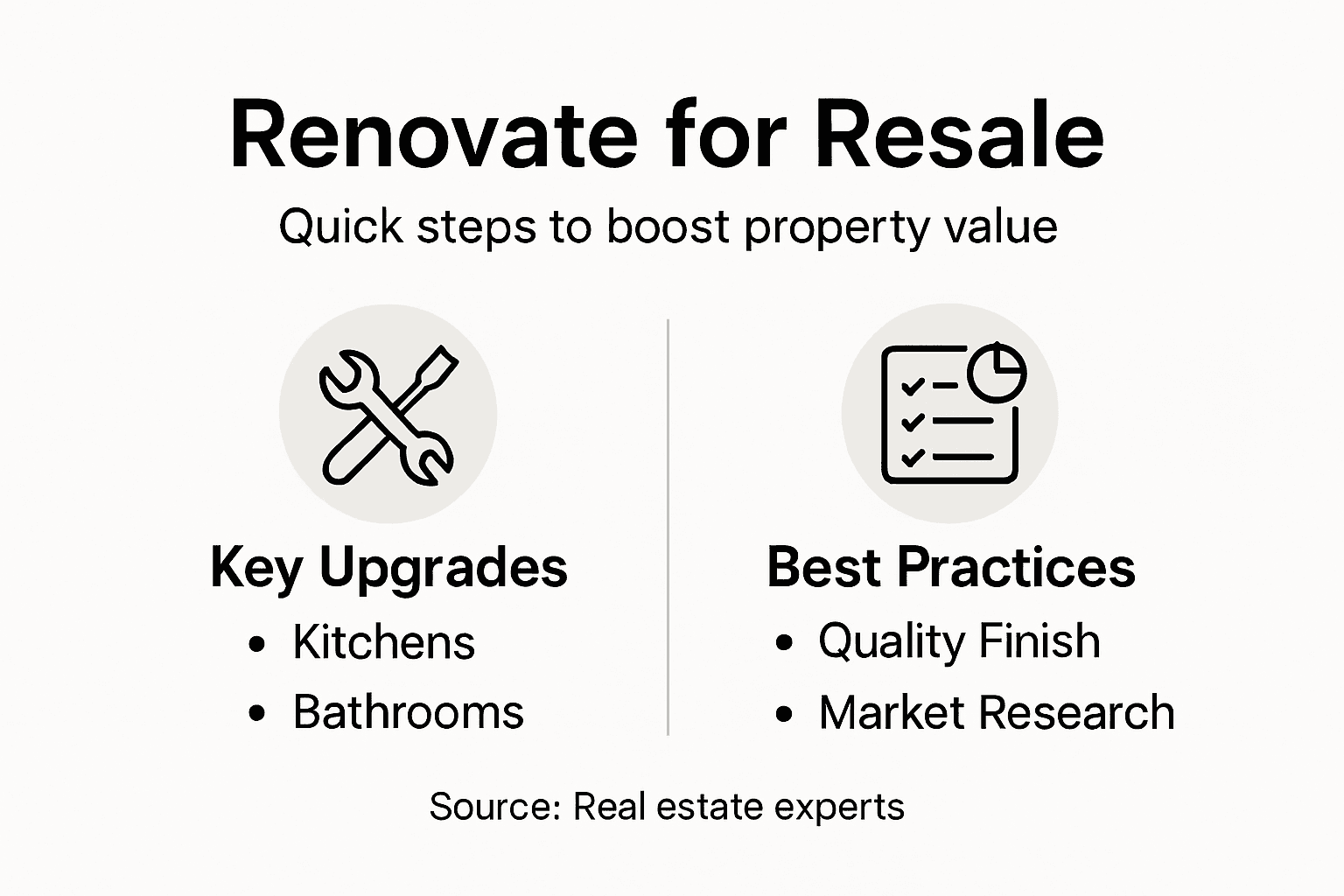 Infographic showing key resale renovation tips