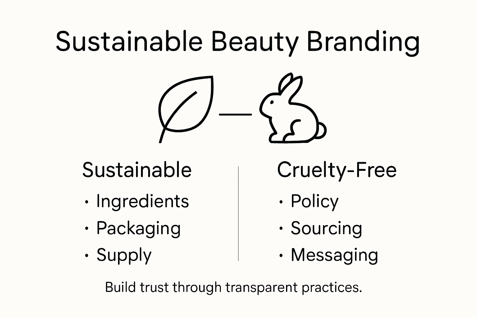 Infographic showing sustainable and cruelty-free branding highlights