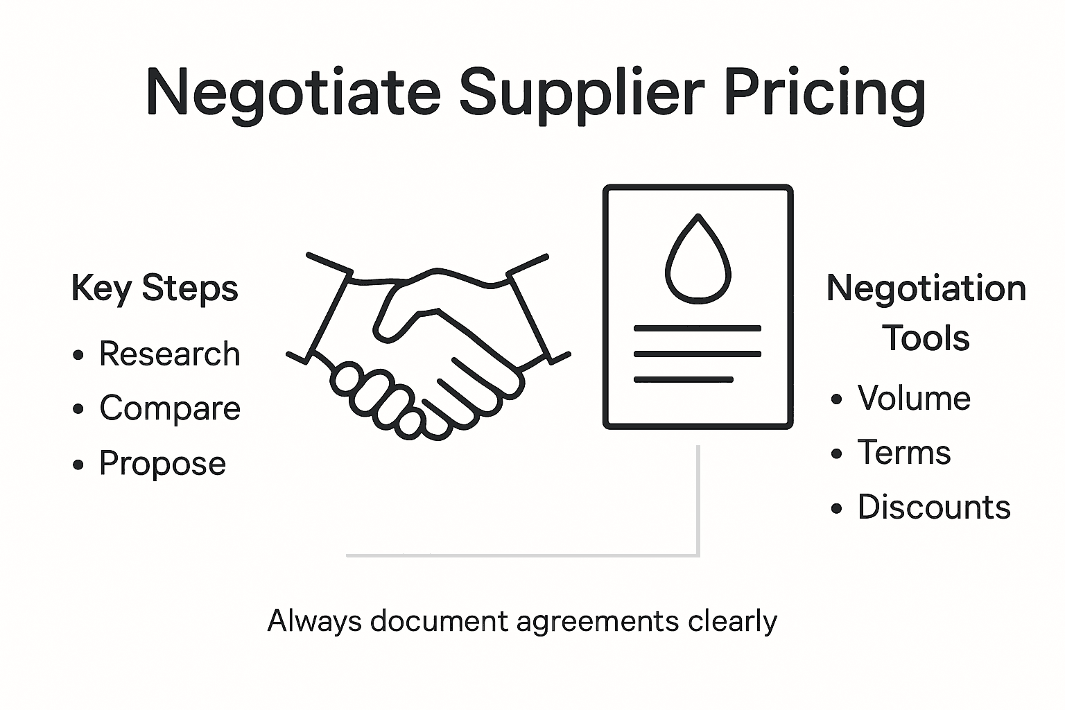 Infographic showing skincare supplier negotiation key steps