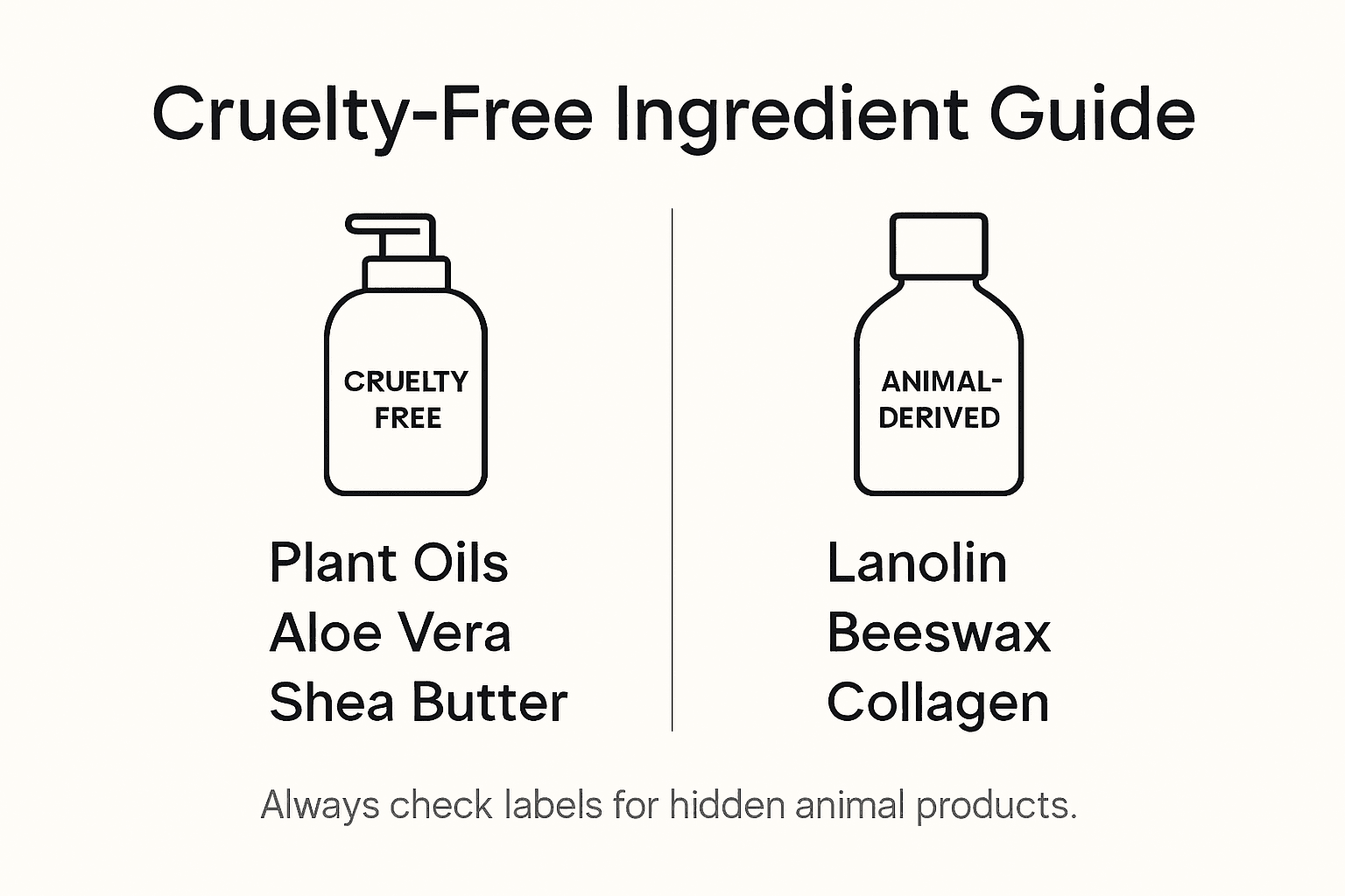 Infographic with cruelty-free and animal-derived ingredients