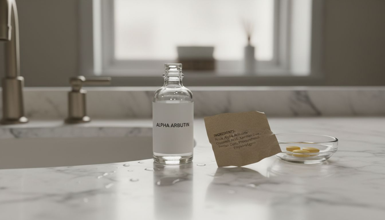 Alpha arbutin serum with ingredient card