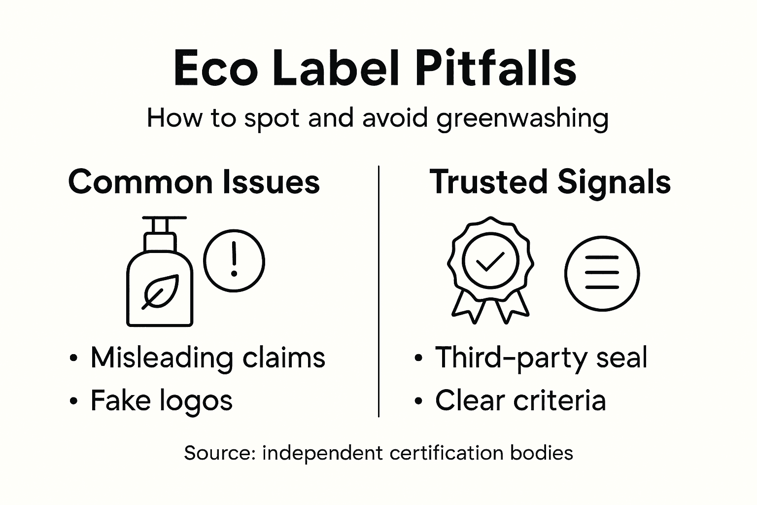 Infographic showing pitfalls and solutions for eco labels