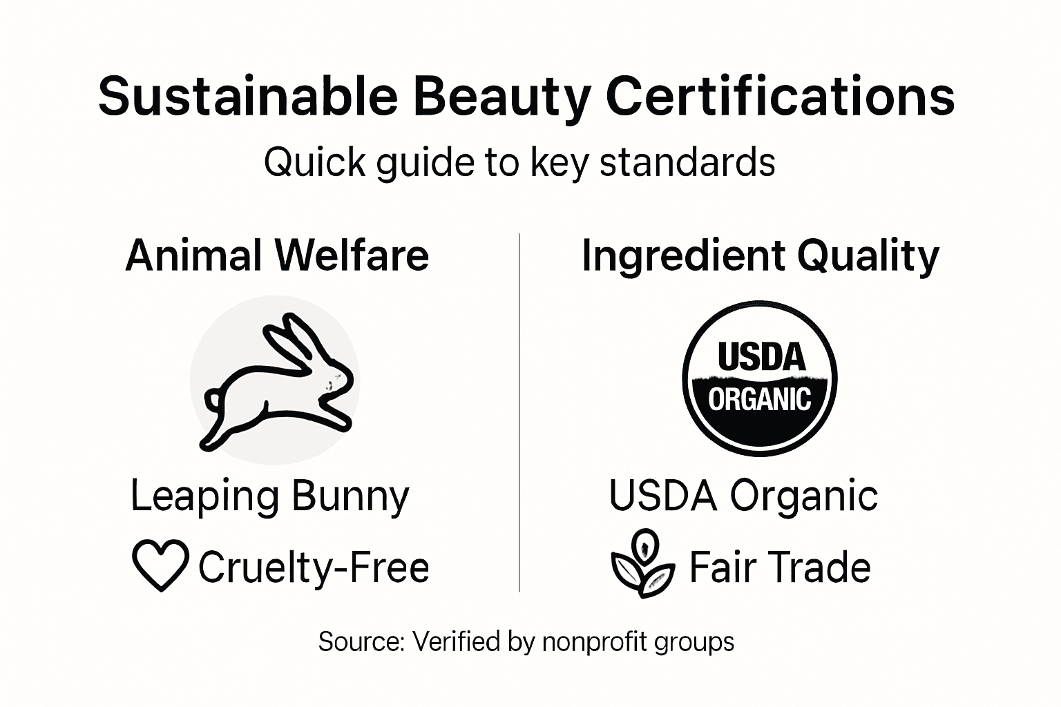 Infographic showing main sustainable beauty certifications