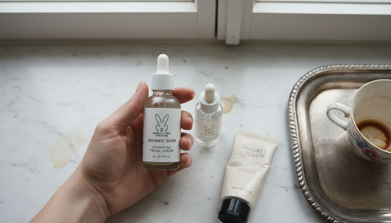 Hand holding cruelty-free certified skincare