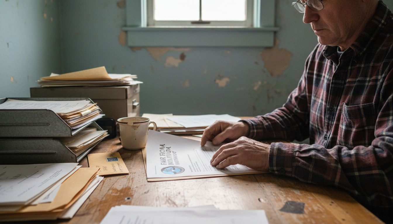 Man checking fair trade certification document