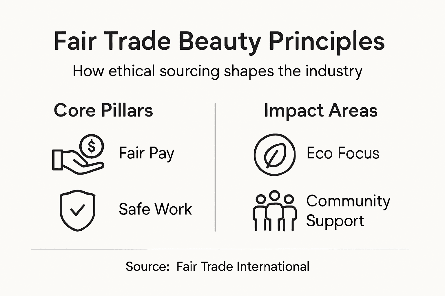 Infographic showing fair trade beauty principles
