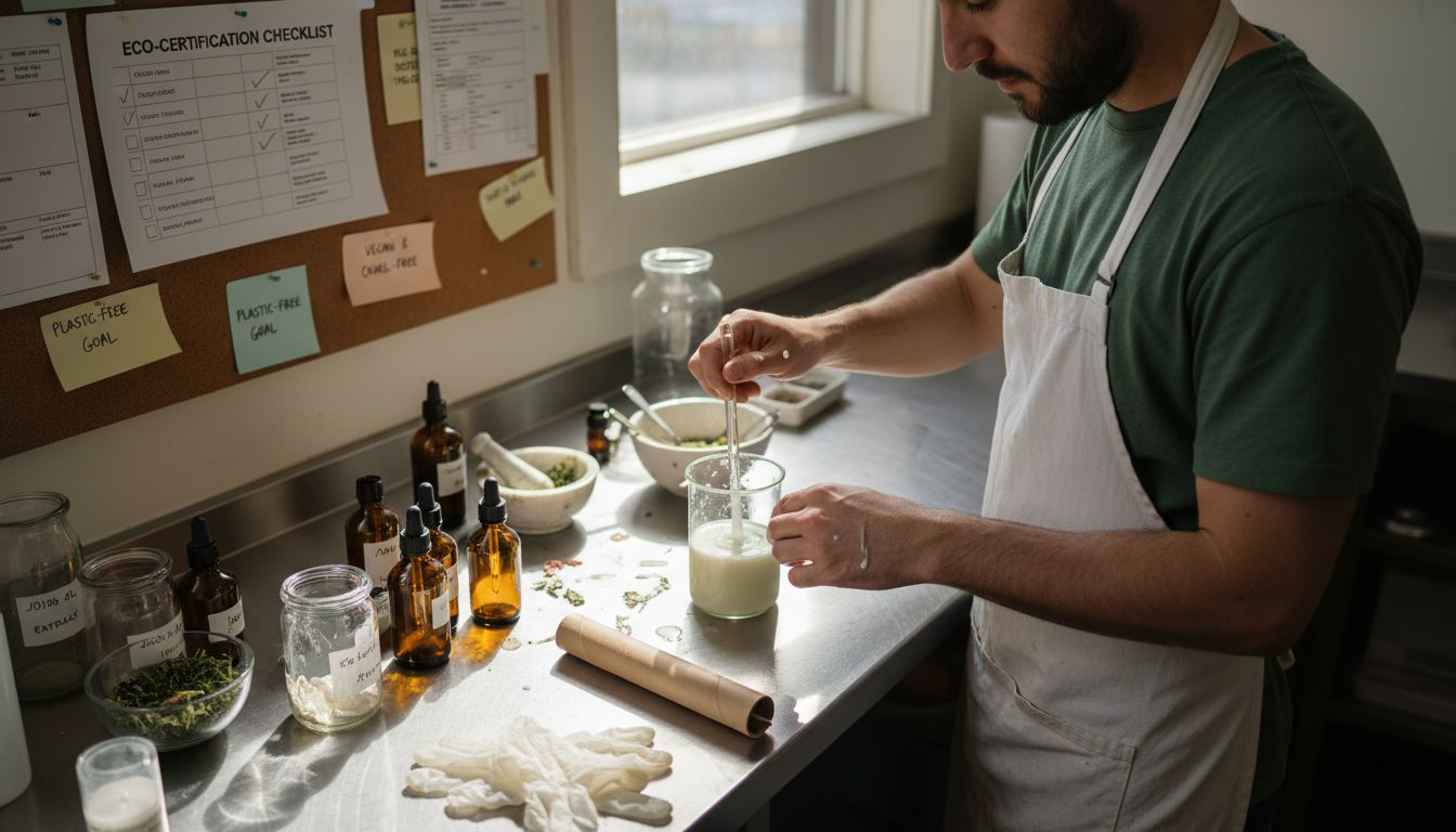 Formulator creating green skincare products