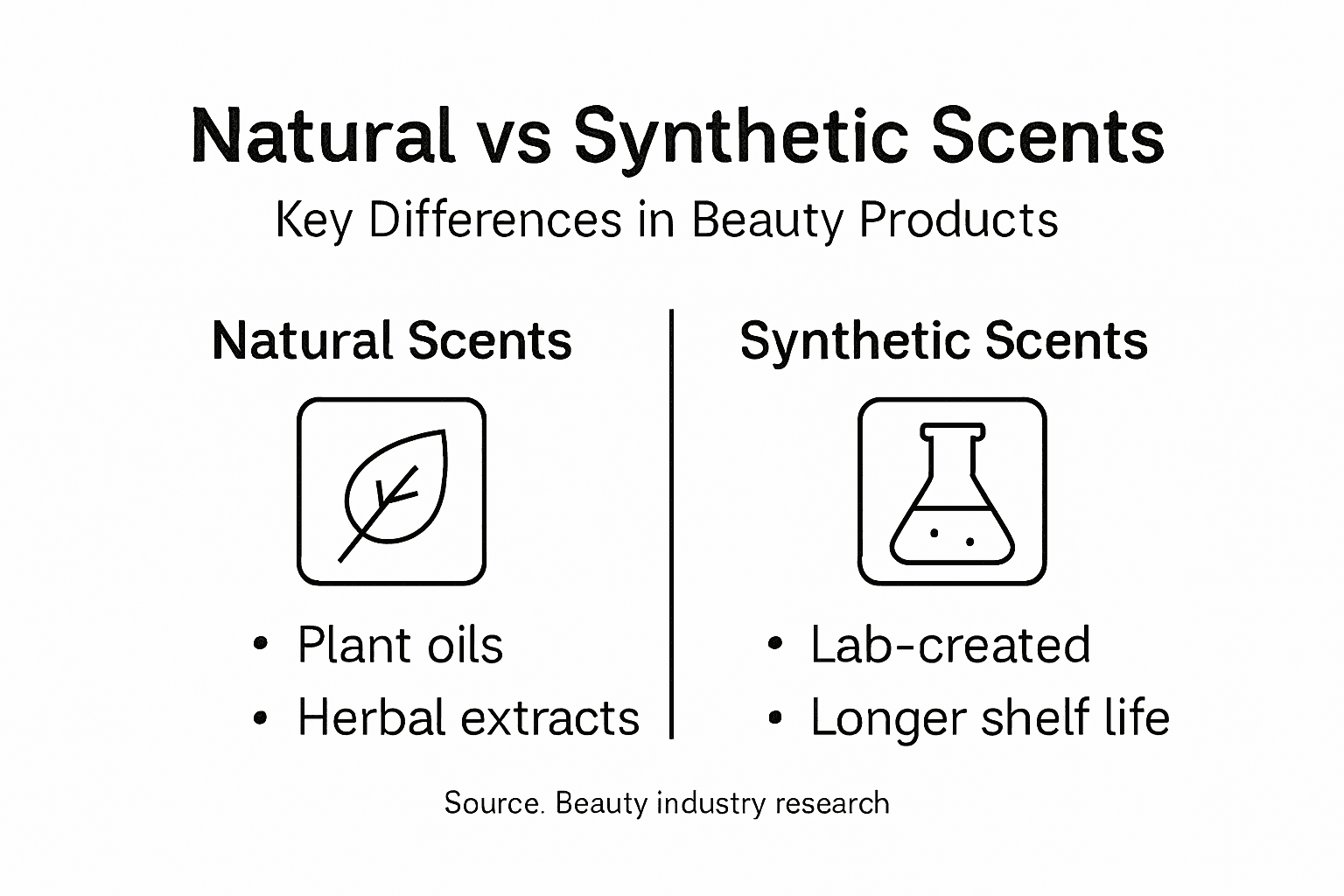 Infographic contrasting natural and synthetic scents