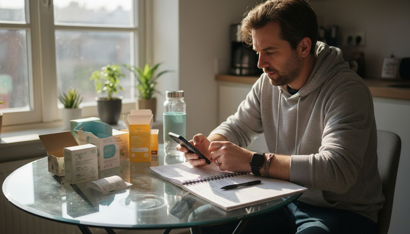 Man researching vegan cruelty-free products