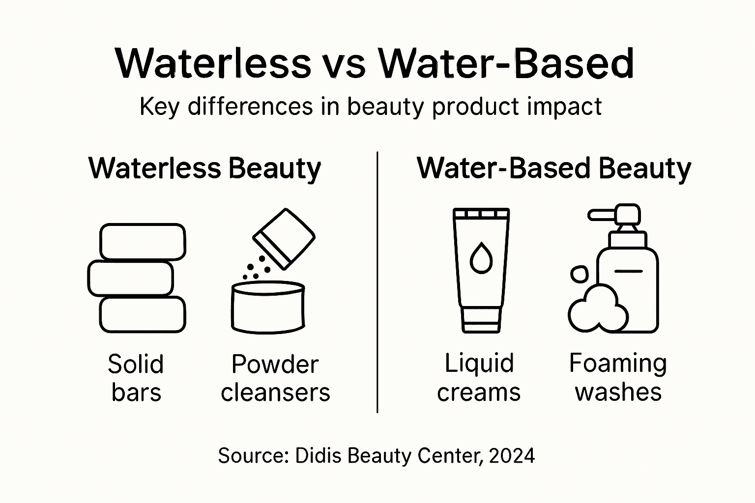 Infographic comparing waterless and water-based products