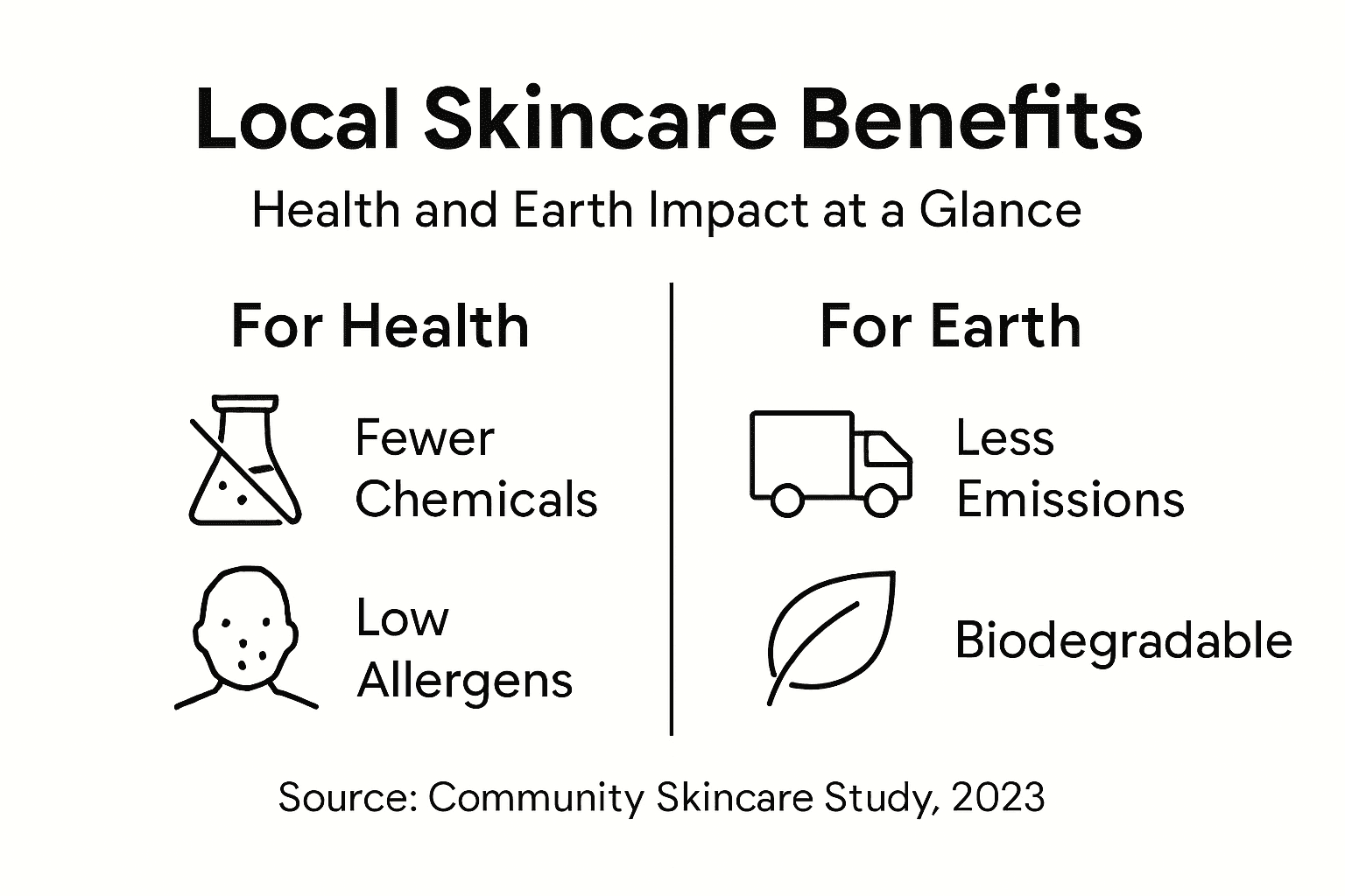 Infographic showing health and earth benefits of local skincare