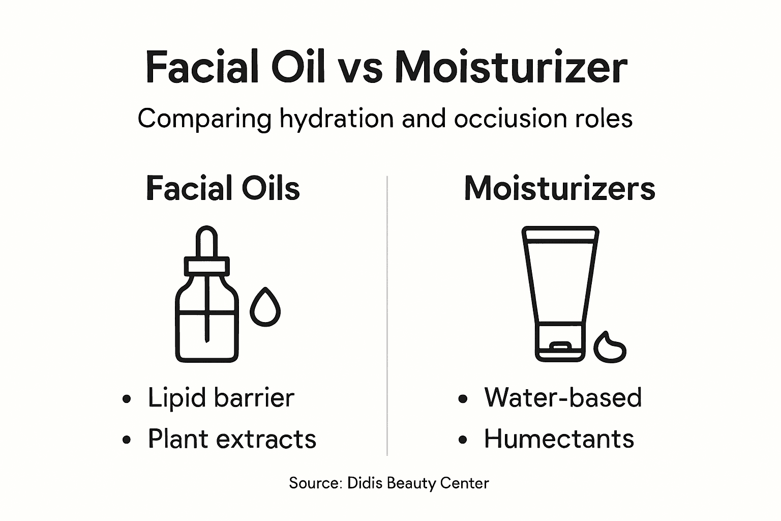 Infographic comparing facial oils and moisturizers