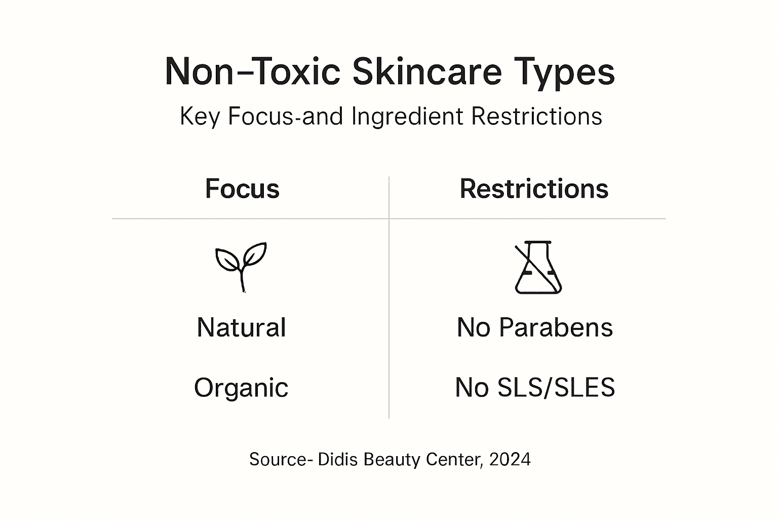 Infographic comparing non-toxic skincare types