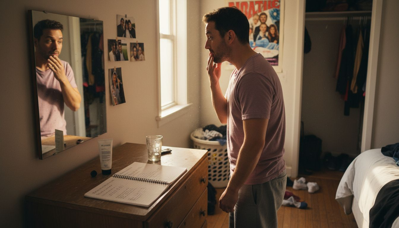 Man checking skin hydration improvements