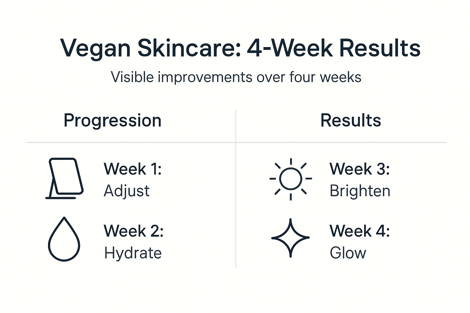 Infographic showing 4-week vegan skincare results