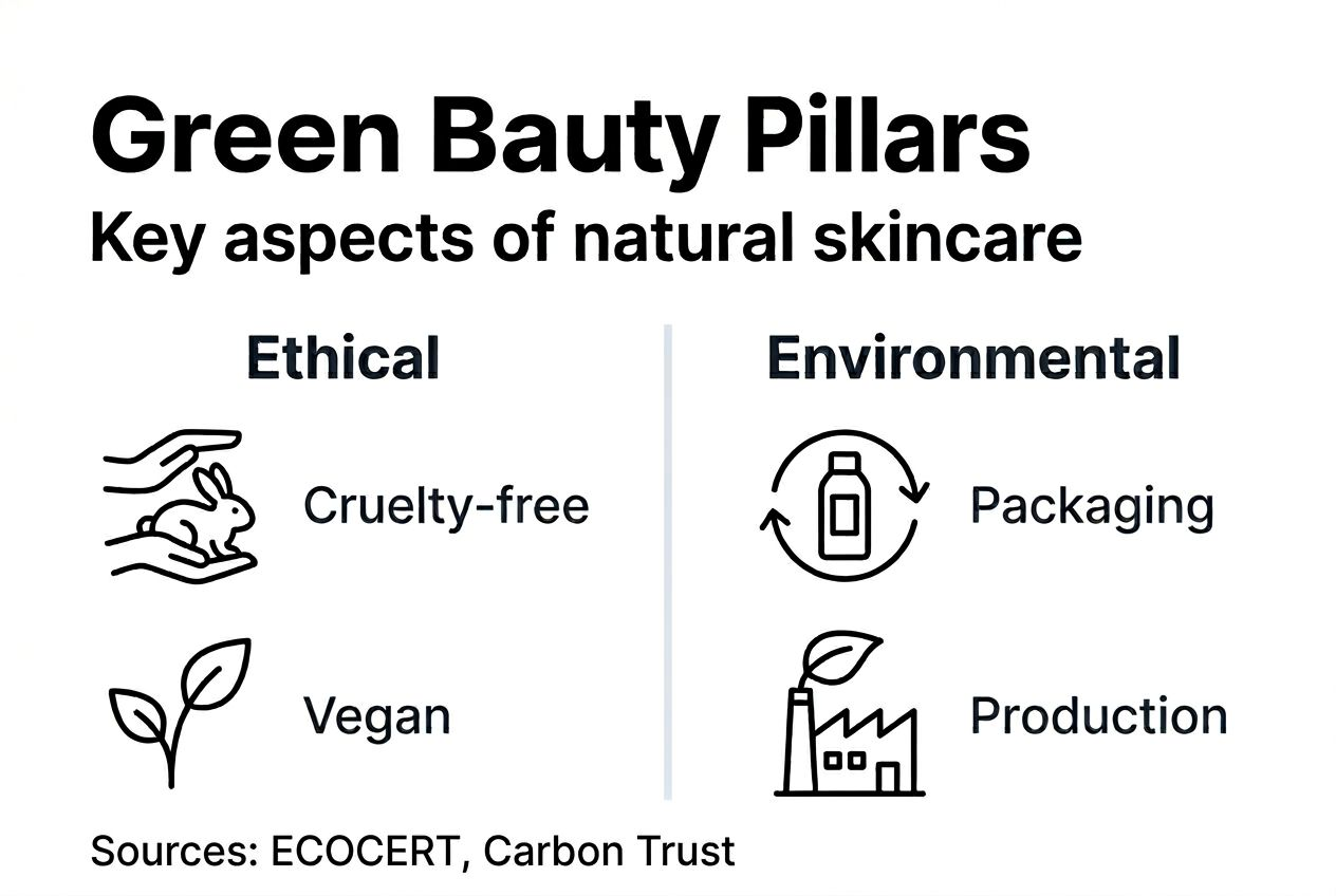 Infographic outlining green beauty pillars