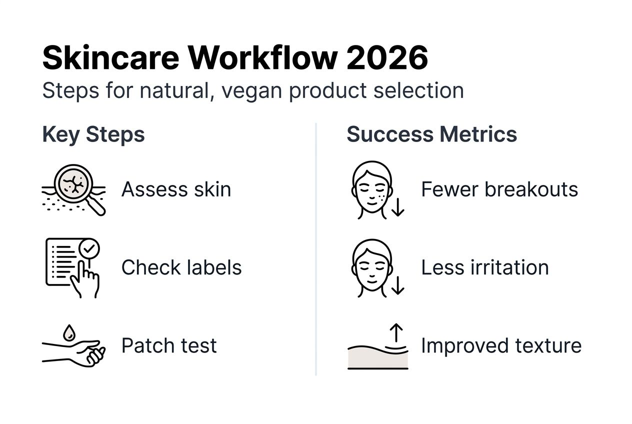 Infographic of skincare product workflow steps and metrics