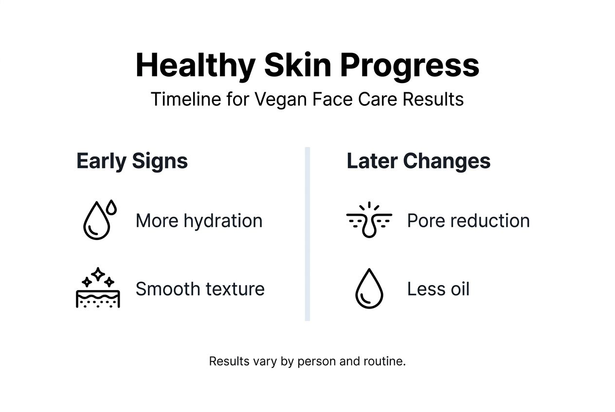 Infographic showing vegan skincare results timeline