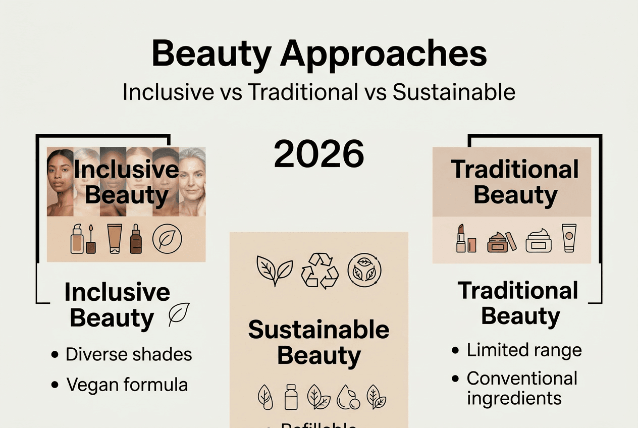 Infographic comparing beauty approaches key features