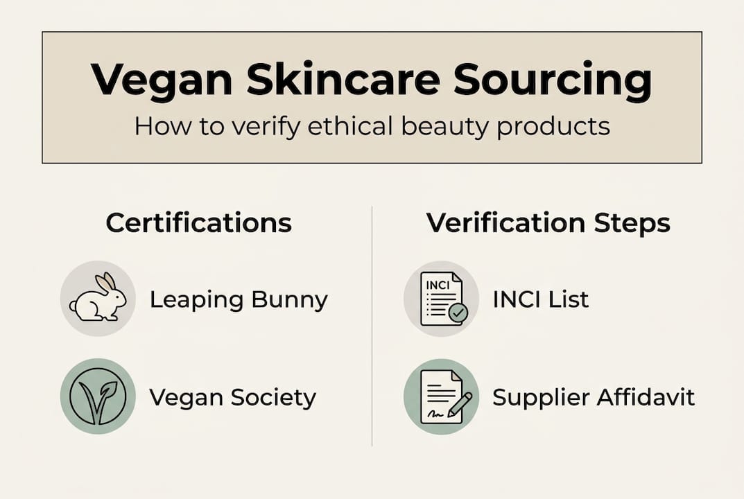 Infographic on sourcing vegan skincare steps
