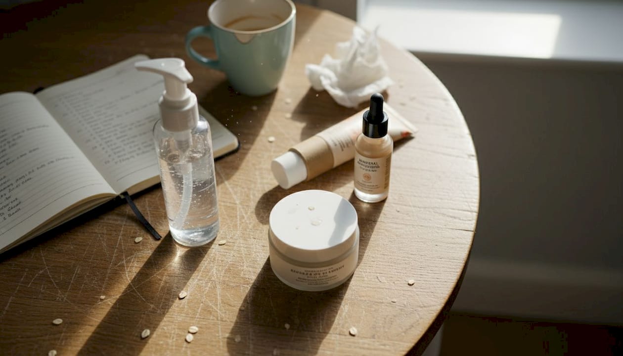 Budget-friendly clean beauty products on table
