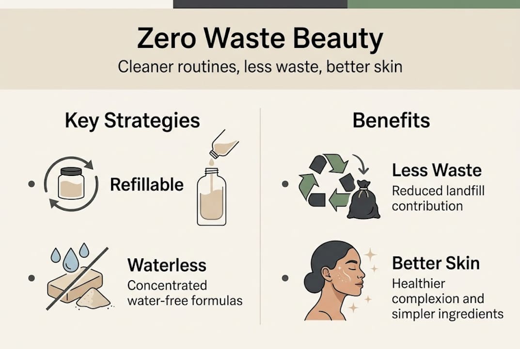 Infographic showing zero waste beauty strategies