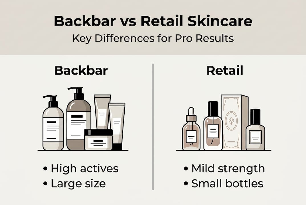 Infographic comparing backbar and retail skincare