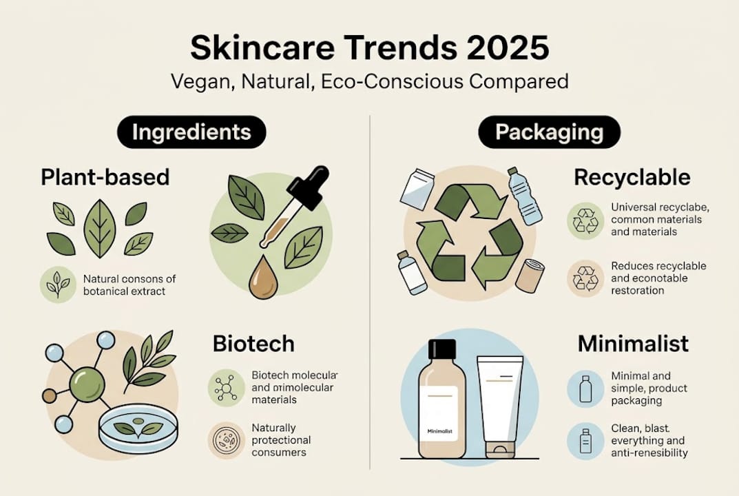 Infographic comparing vegan, natural, eco packaging