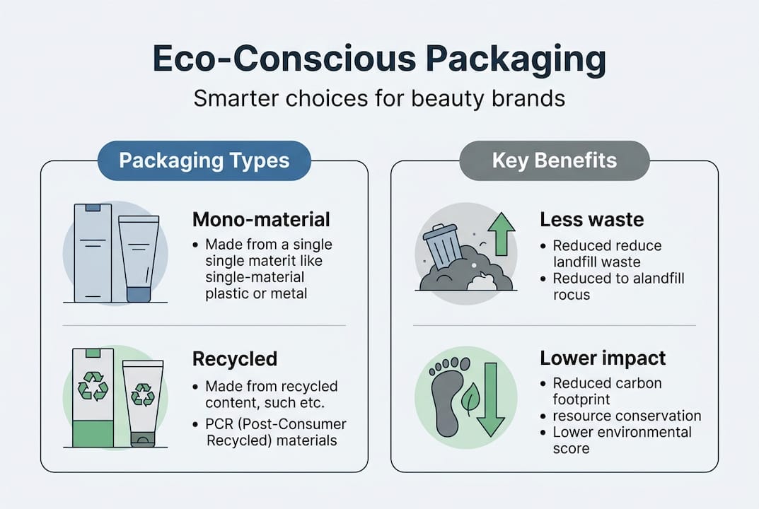 Infographic showing eco-conscious packaging key points