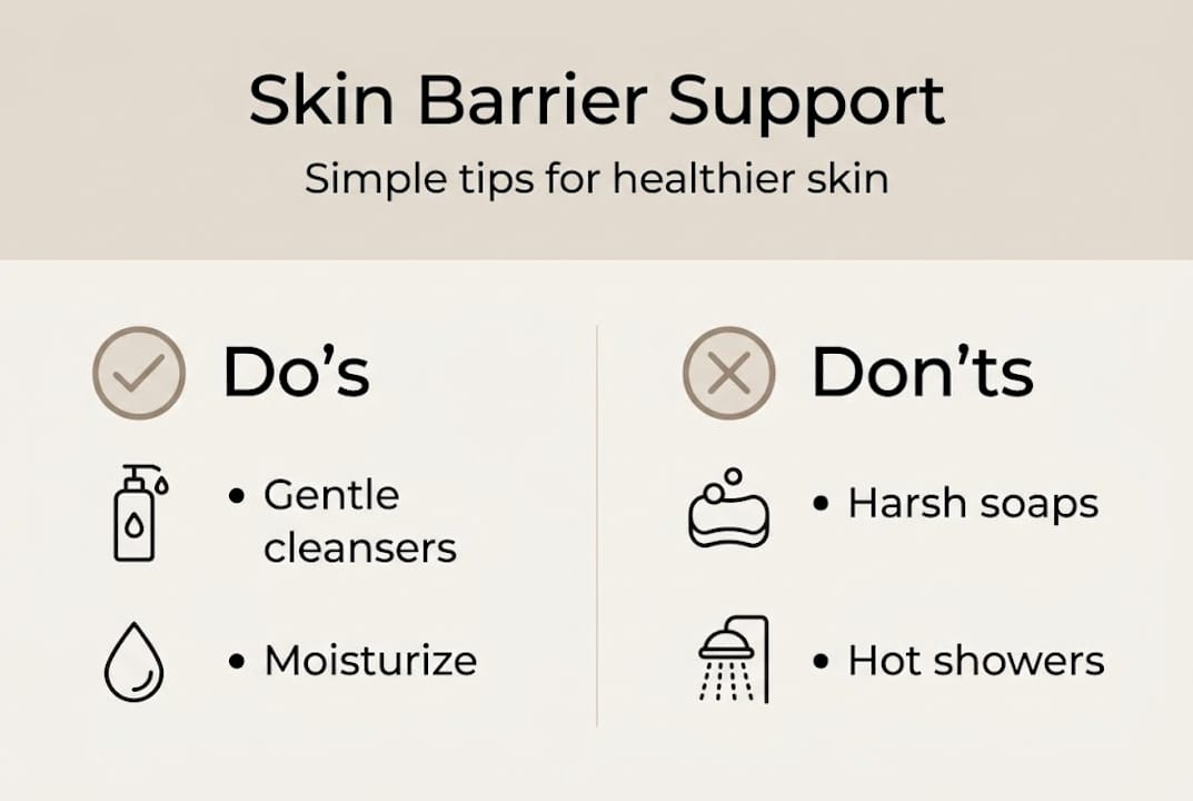 Infographic showing do's and don'ts for skin barrier