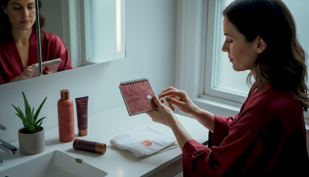 Person patch testing skincare on wrist