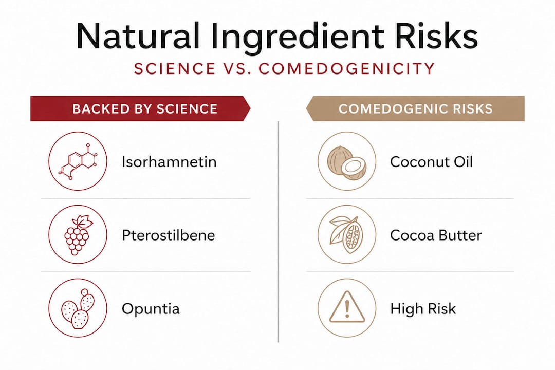 Infographic comparing scientific vs comedogenic risks