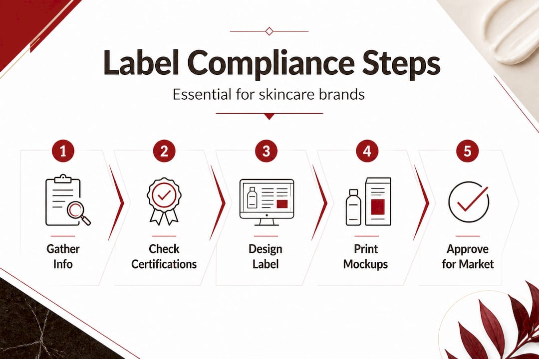 Infographic showing skincare label compliance steps