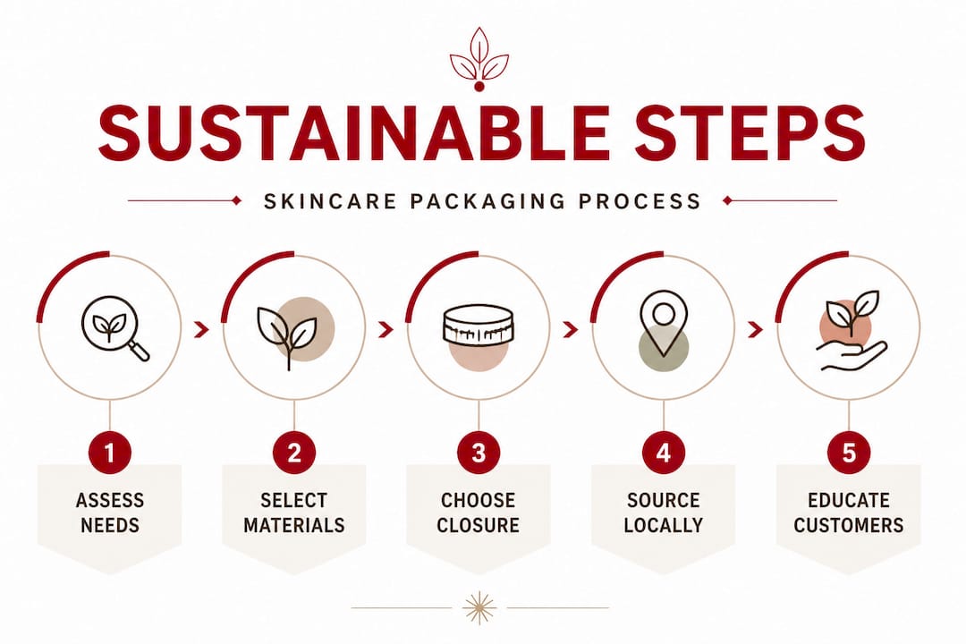 Infographic showing sustainable skincare packaging steps