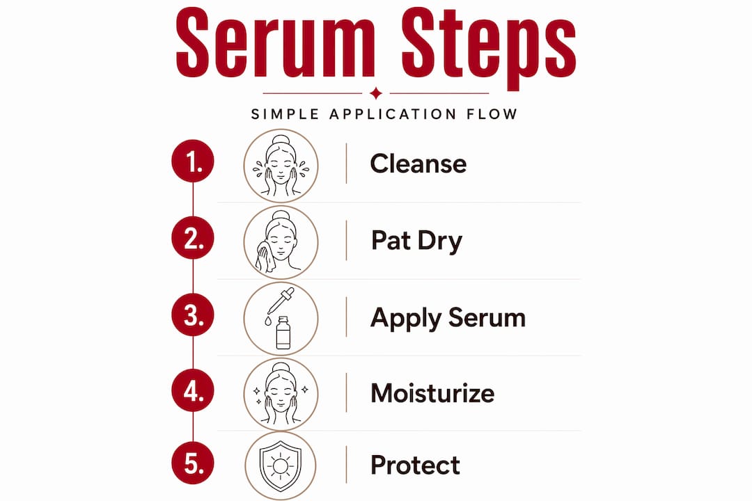 Infographic showing serum application steps
