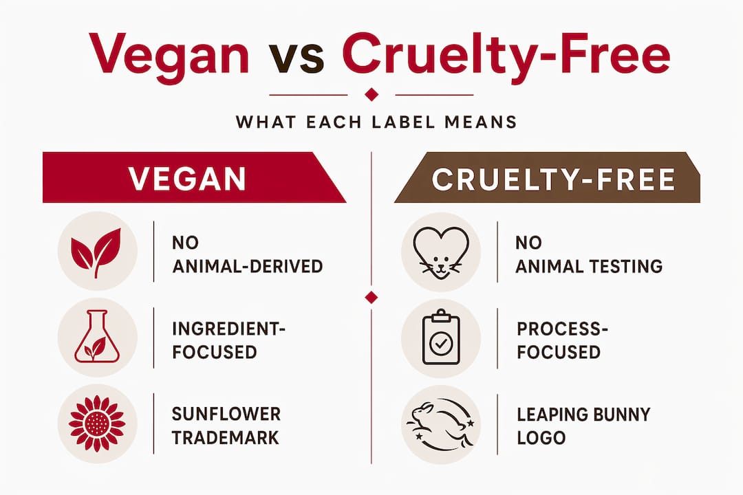 Infographic comparing vegan and cruelty-free beauty labels