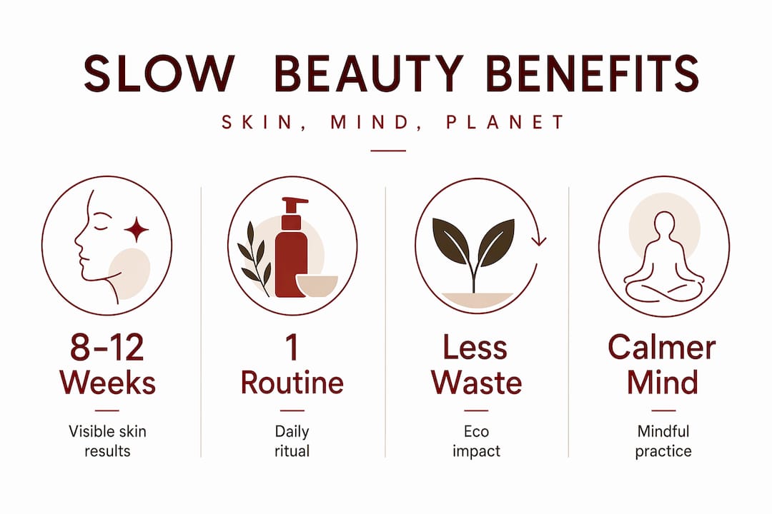 Infographic showing main benefits of slow beauty