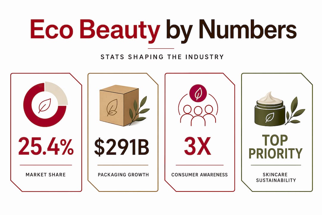 Eco-friendly beauty industry key statistics infographic