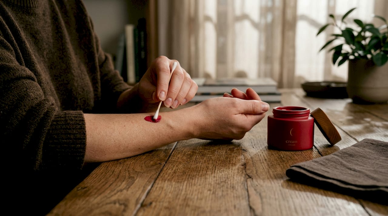 Patch test for natural skincare cream