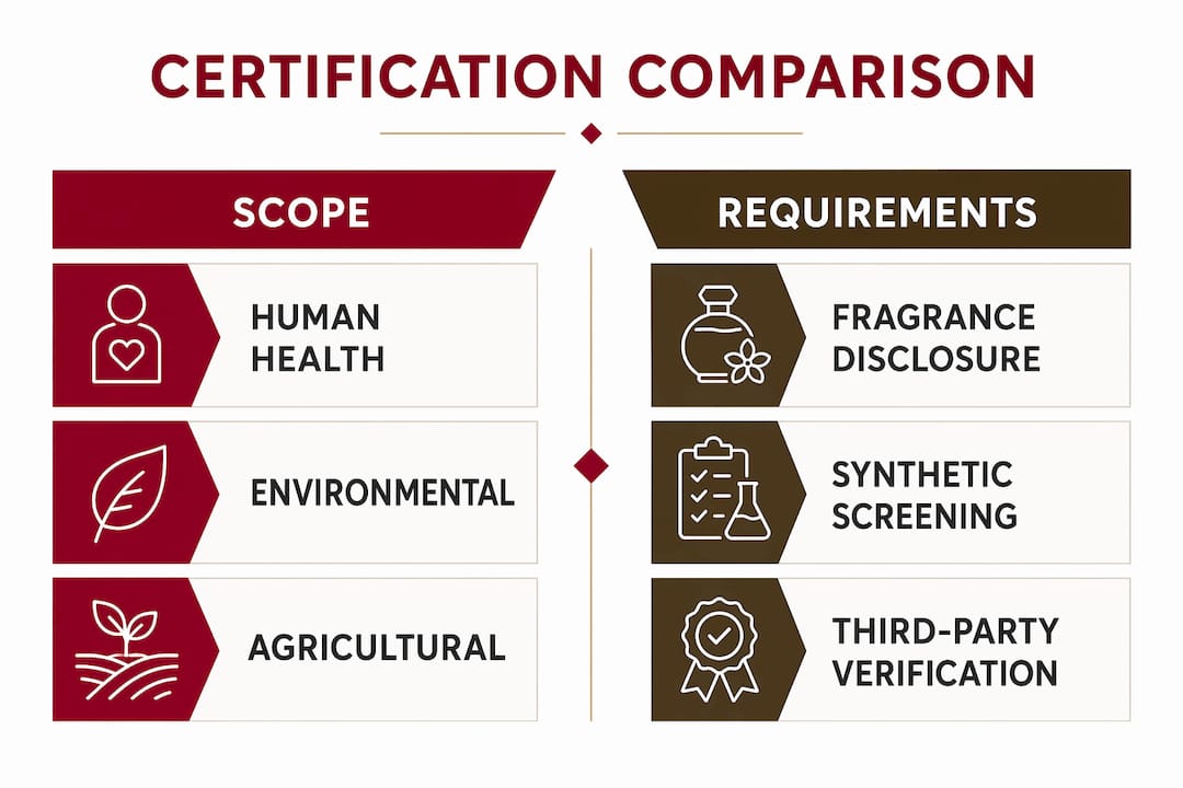 Infographic comparing major clean beauty certifications