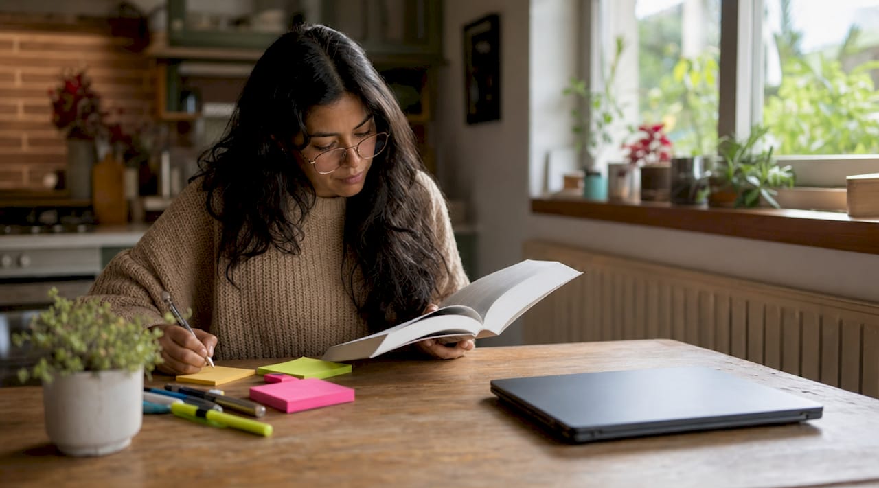 Woman preparing for beauty certification exam