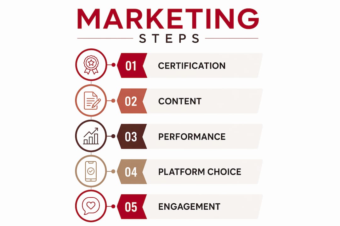 Infographic showing key vegan beauty marketing steps
